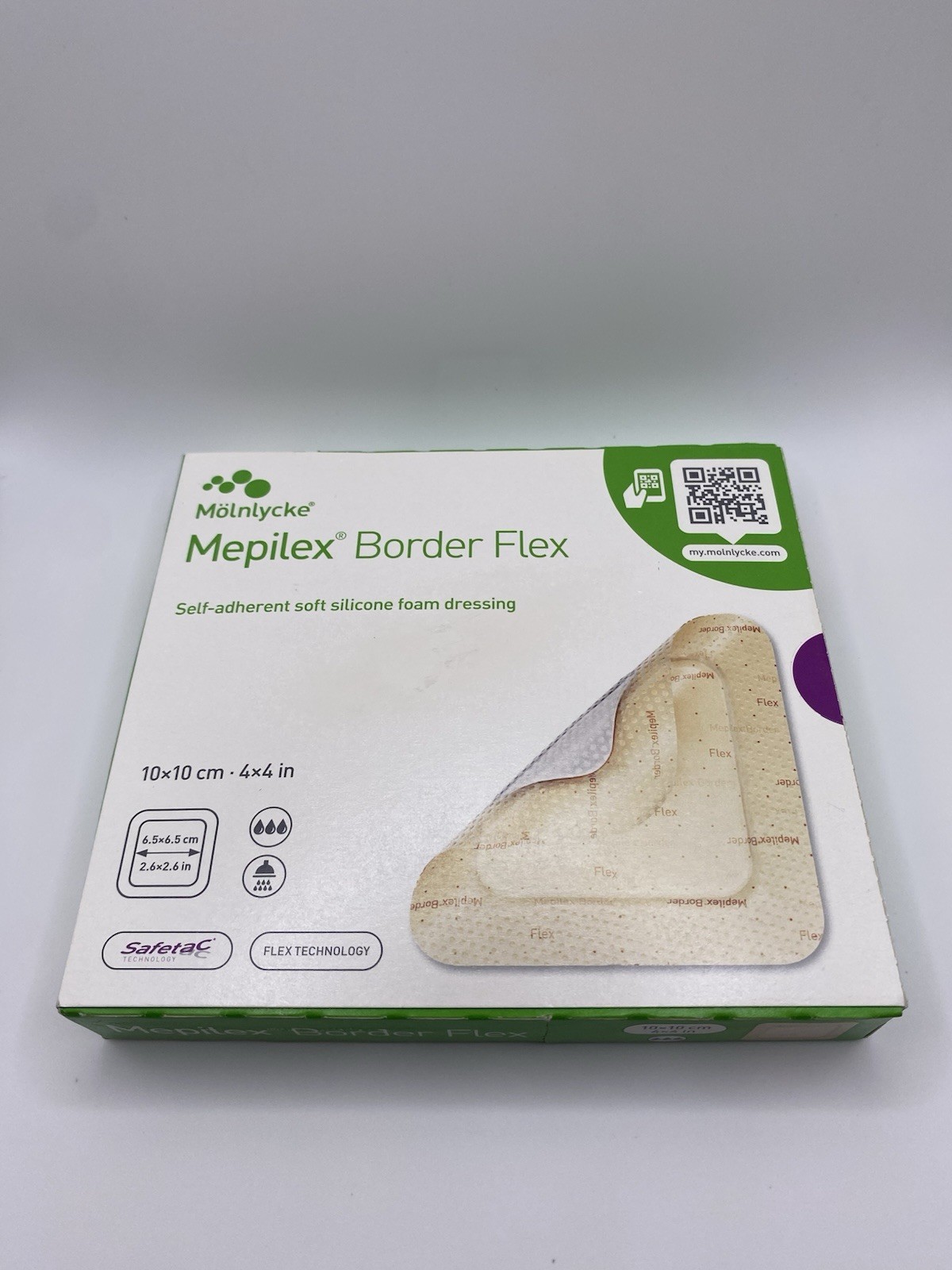 Mepilex Border Flex – Soft Silicone Foam Dressing – 4″ x 4″ – Box of 5 Dressings