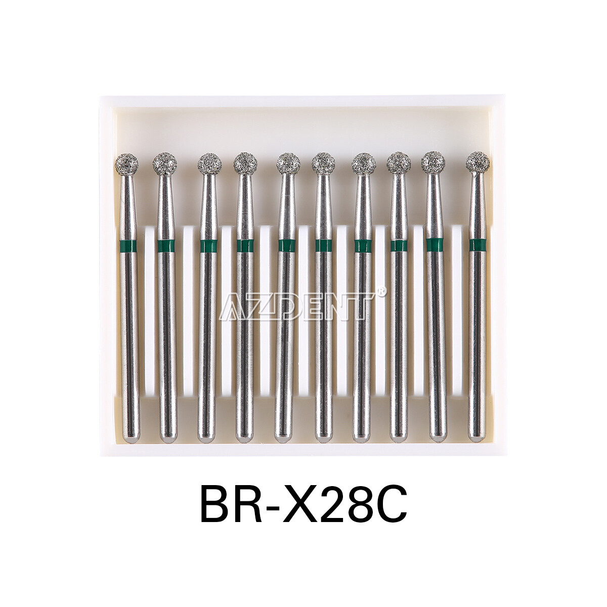 AZDENT 100pcs Dental Diamond Burs Ball Round FG 1.6mm for High Speed Handpiece
