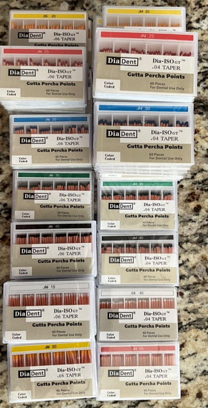 DIADENT Dental Dia-ISO GT Endodontic Gutta Percha Points .04 & .06 Taper 60/Box