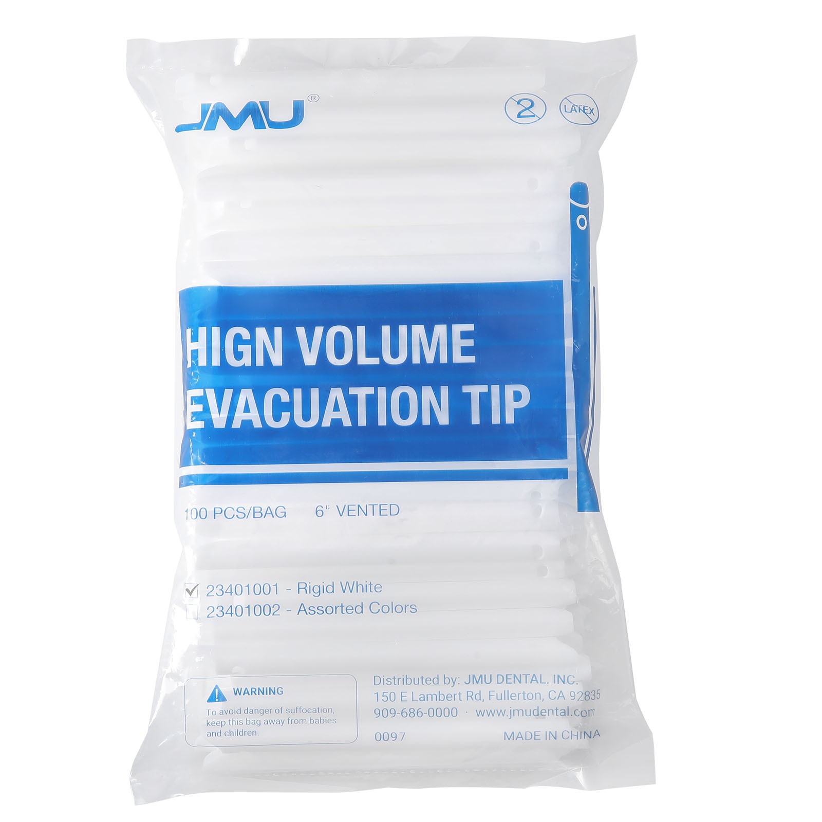 1000/Case JMU Dental HVE Tips High-Volume Evacuation Suction Tips Rigid White