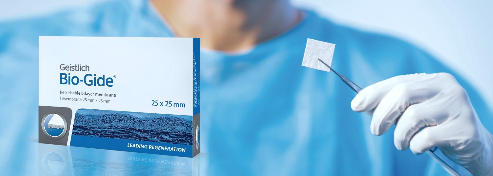 Dental Geistlich Bio-Gide Collagen Membrane Sterile Resorbable Bilayer 25x25mm