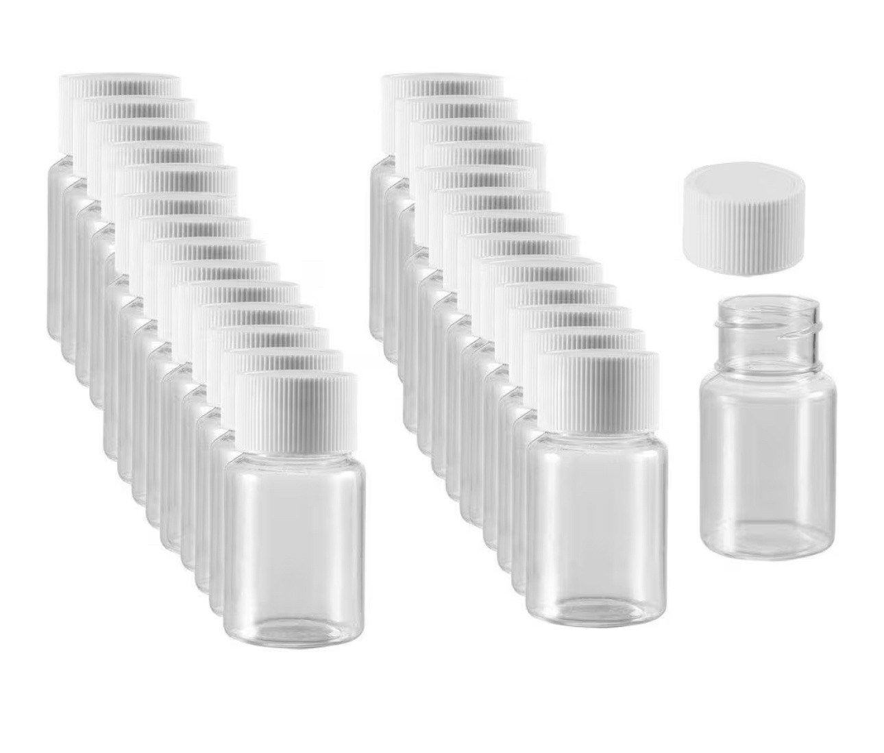 Plastic Chemical Reagent Bottle New Damaged Open Box. 50 Bottles 1oz.