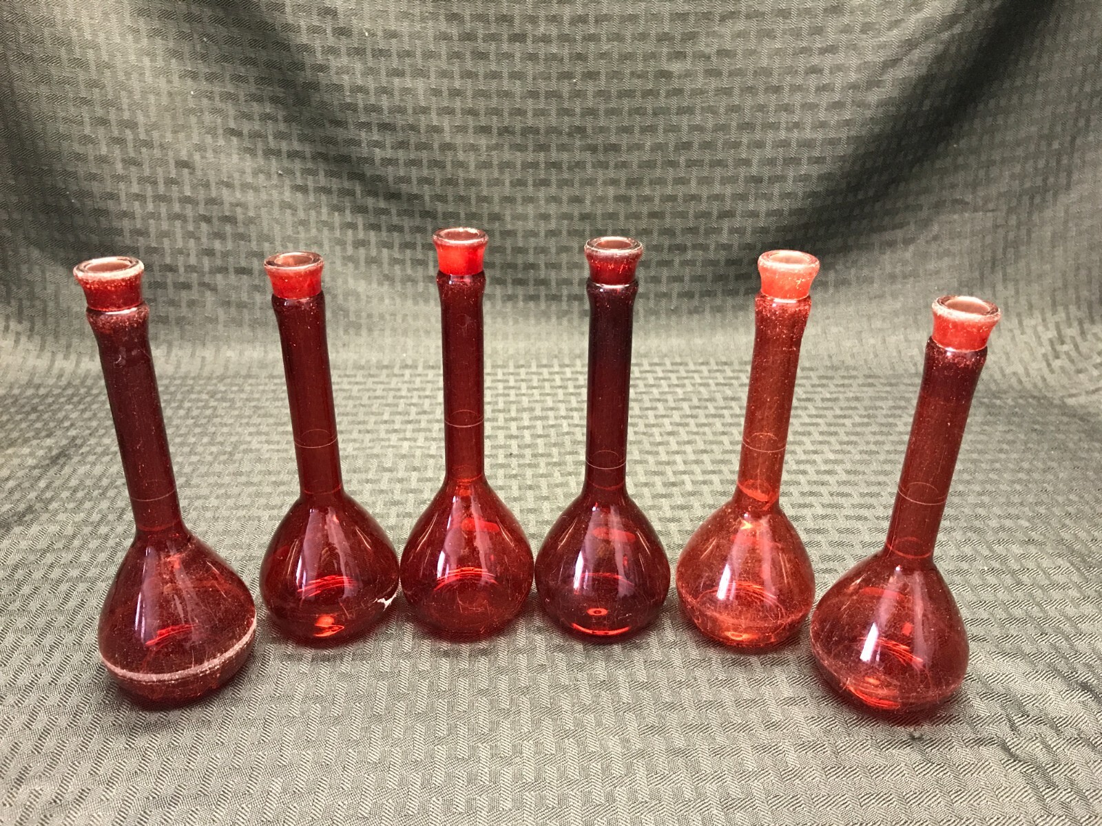 (6) PYREX 100mL Low Actinic Class A Red Glass TC Volumetric Flask 55640-100 B