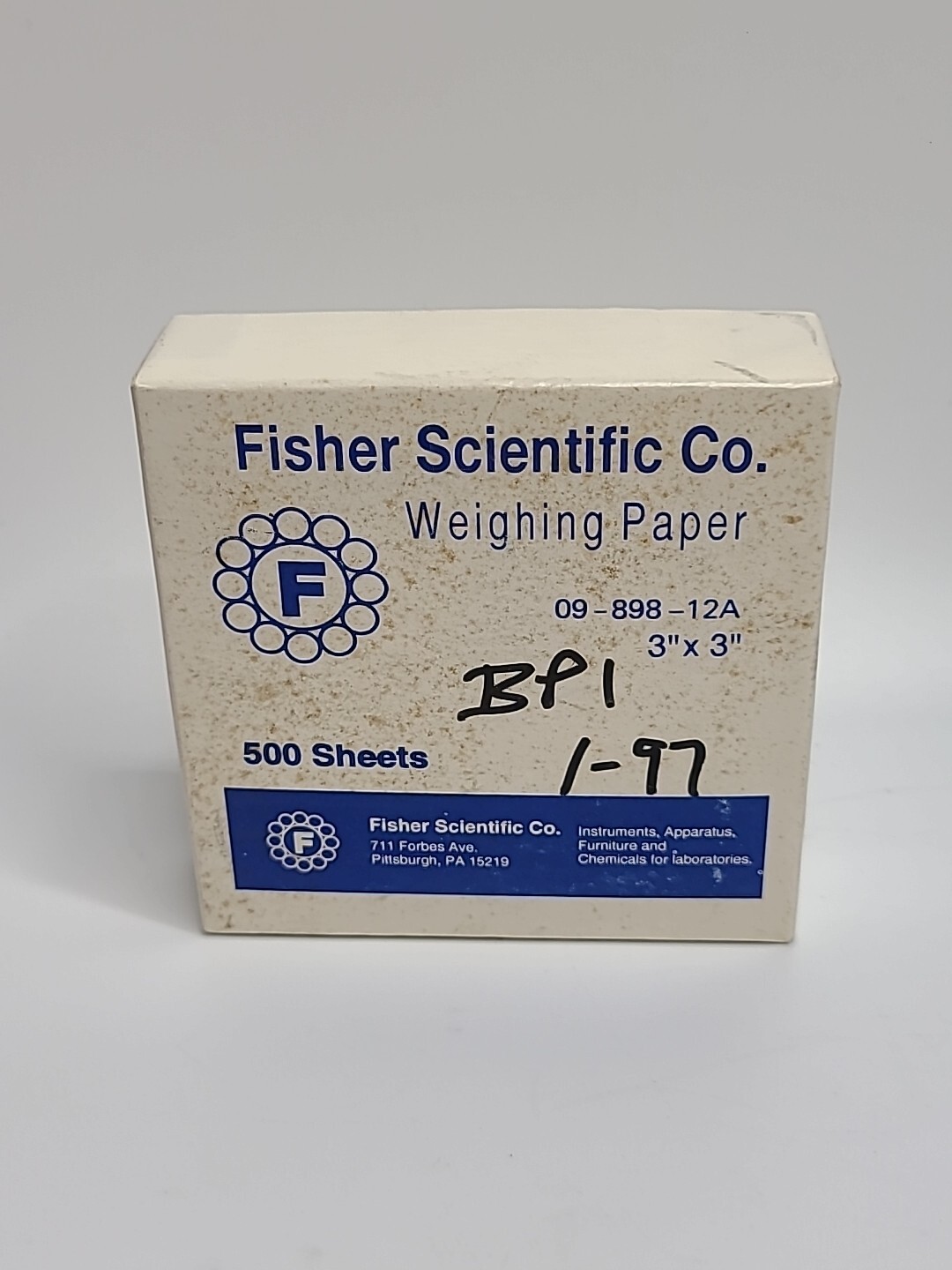 Fisherbrand 3″ x 3″ Low Nitrogen Weighing Paper 300 sheets Cat # 09-898-12A