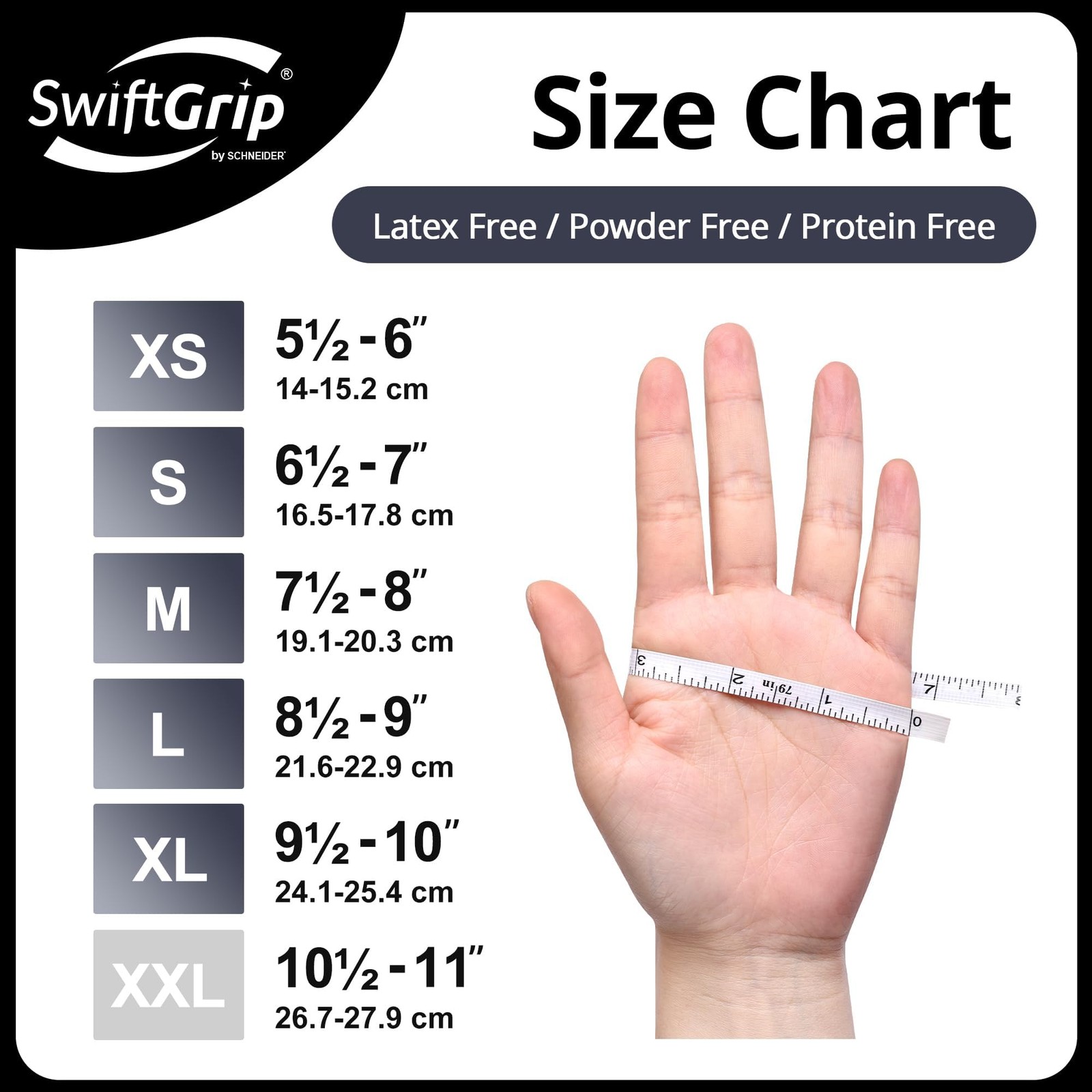 SwiftGrip Black Nitrile Exam Gloves, Powder~Free, 100~ct, Medium