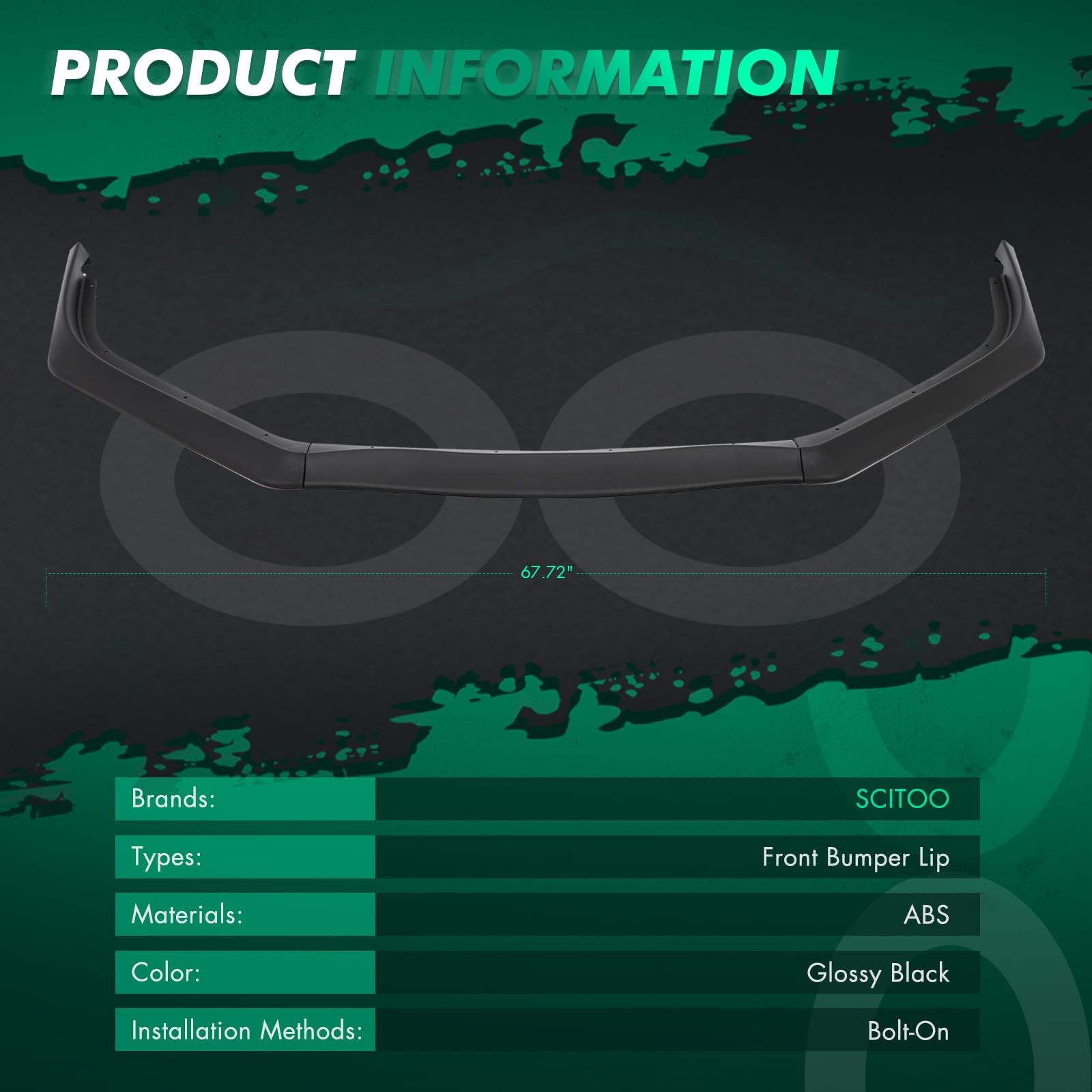 Matte Black Front Bumper Lip Spoiler for 2013-2015 Honda Civic Sedan ABS