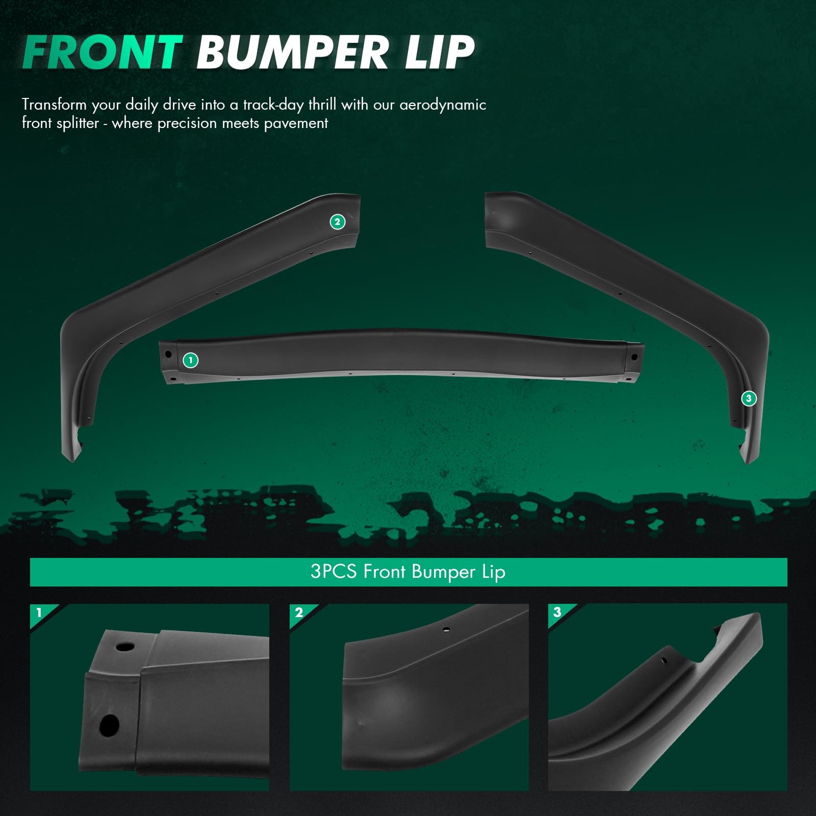 Matte Black Front Bumper Lip Spoiler for 2013-2015 Honda Civic Sedan ABS