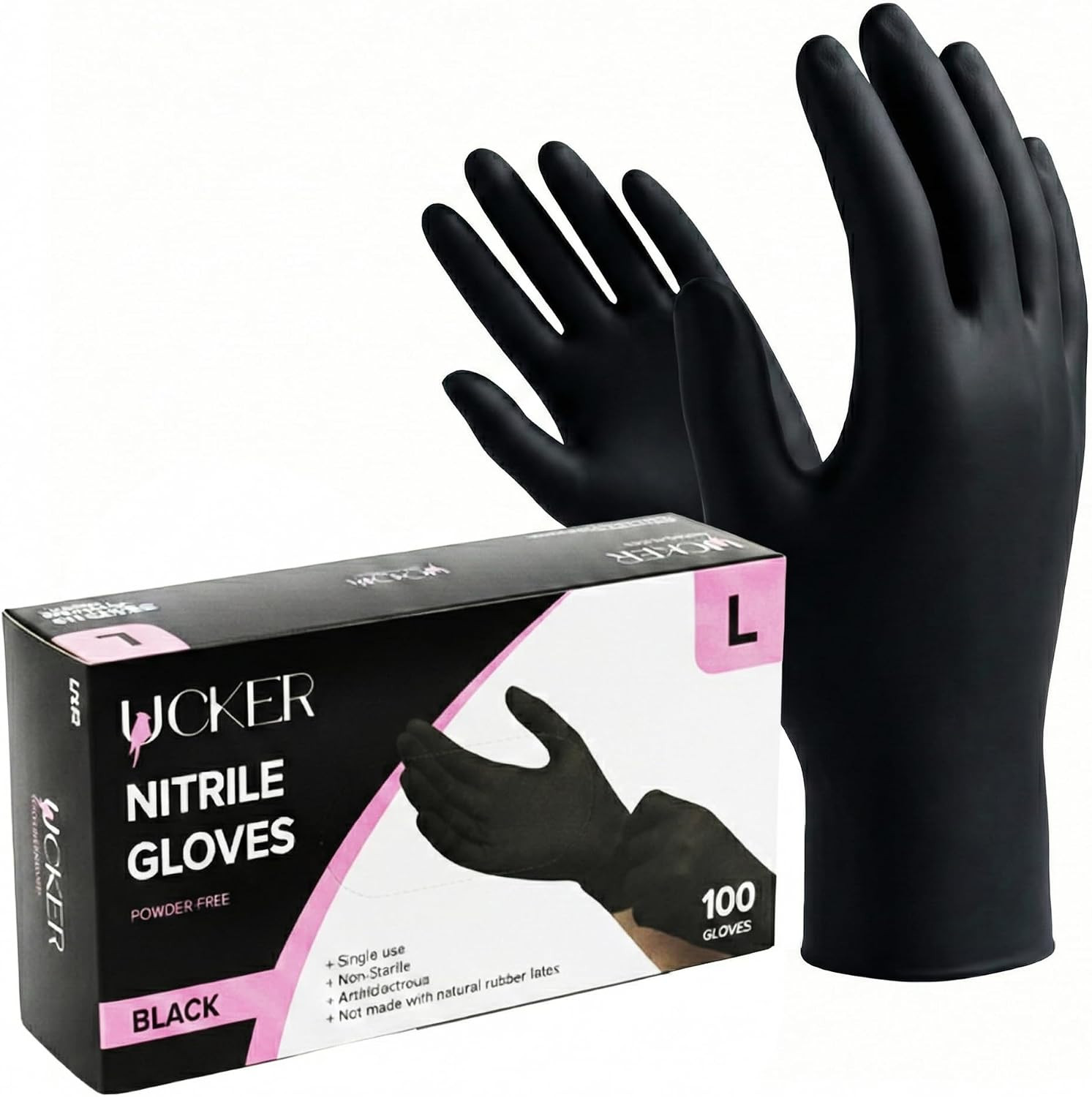 6 Mil Black Nitrile Gloves, Heavy Duty, Powder & Latex Free, Textured Grip, Indu