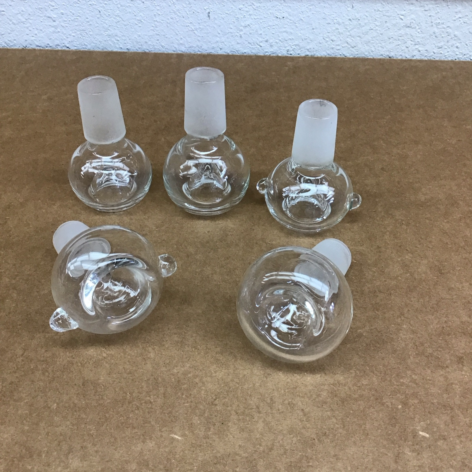 5 Pieces – Male 18mm CLEAR Glass Swirl Slide Bowl – Hookah Water Bubbler EE7
