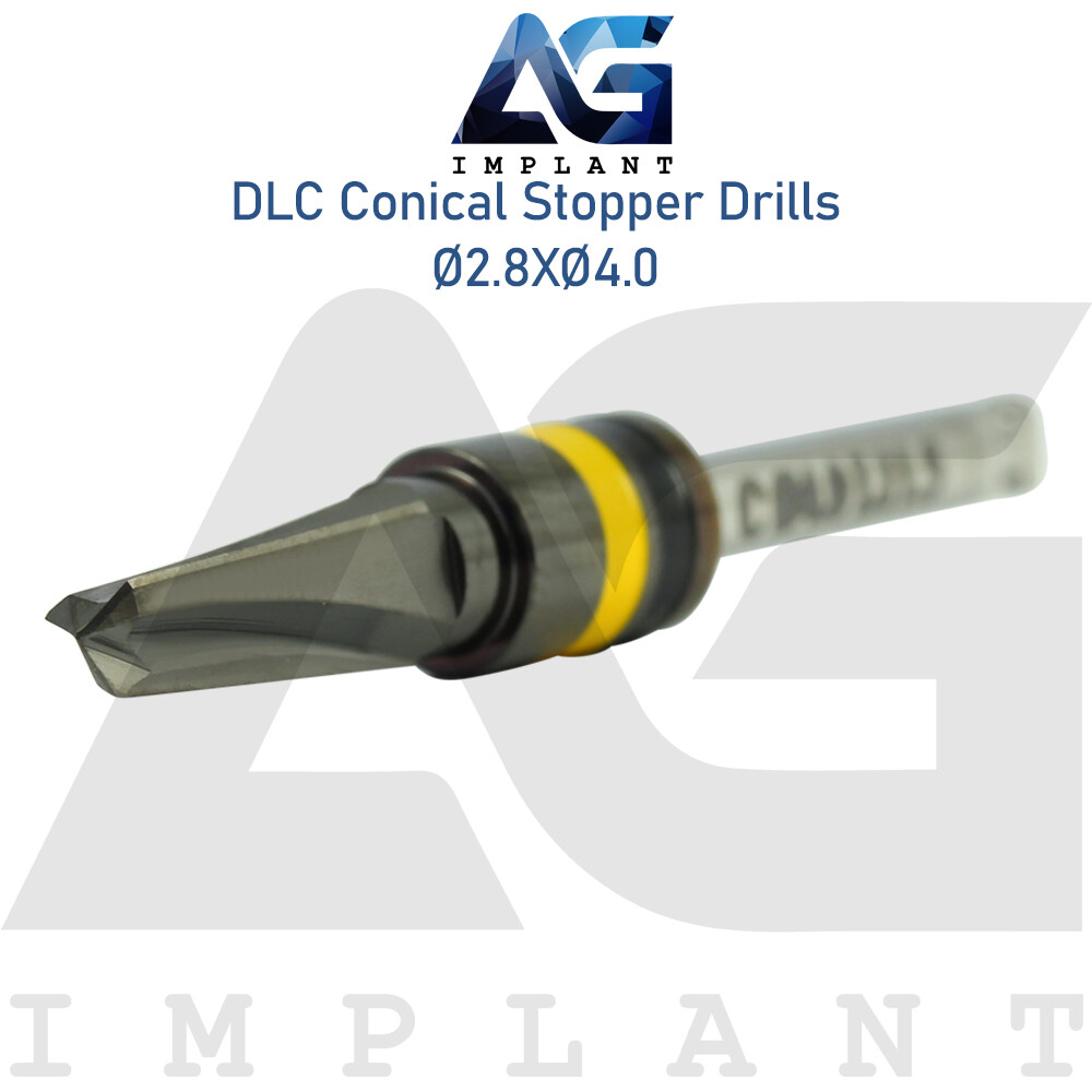 Ø2.8XØ4.0 Integral Stopper DLC Conical Drill External Irrigation Tool Carbon