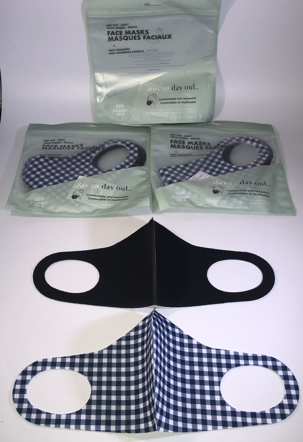 6 Adult Face Masks Black/Blue Washable Reusable Breathable(3ea 2Pks)NEW-SHIPN24H