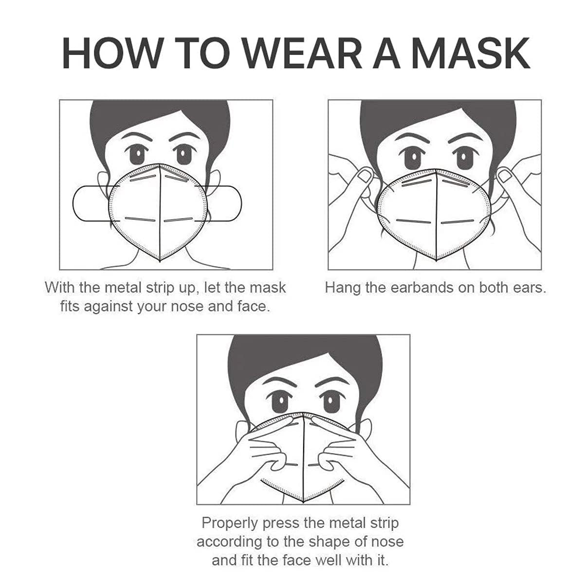 KN95 Face Masks 100 Pack,5-Ply Breathable Cup Dust Disposable Masks for Adult,Te