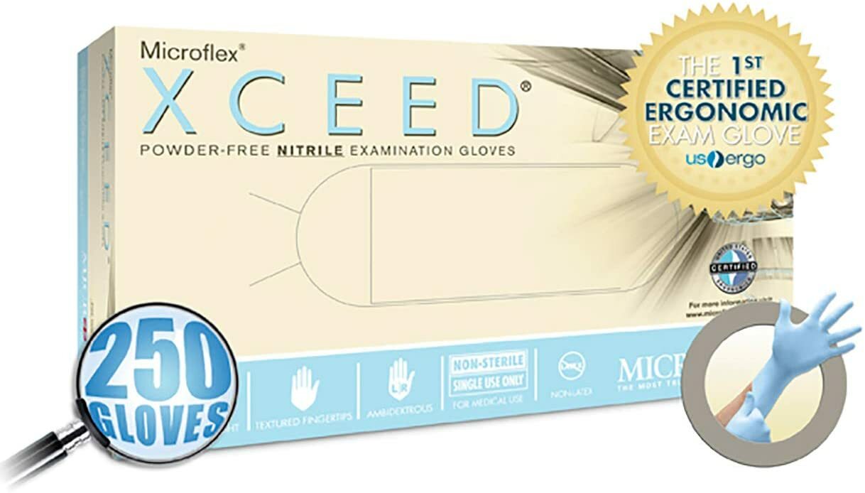*1-Box* Microflex XCEED Powder-Free Nitrile Medical 250 Gloves Large XC-310-L