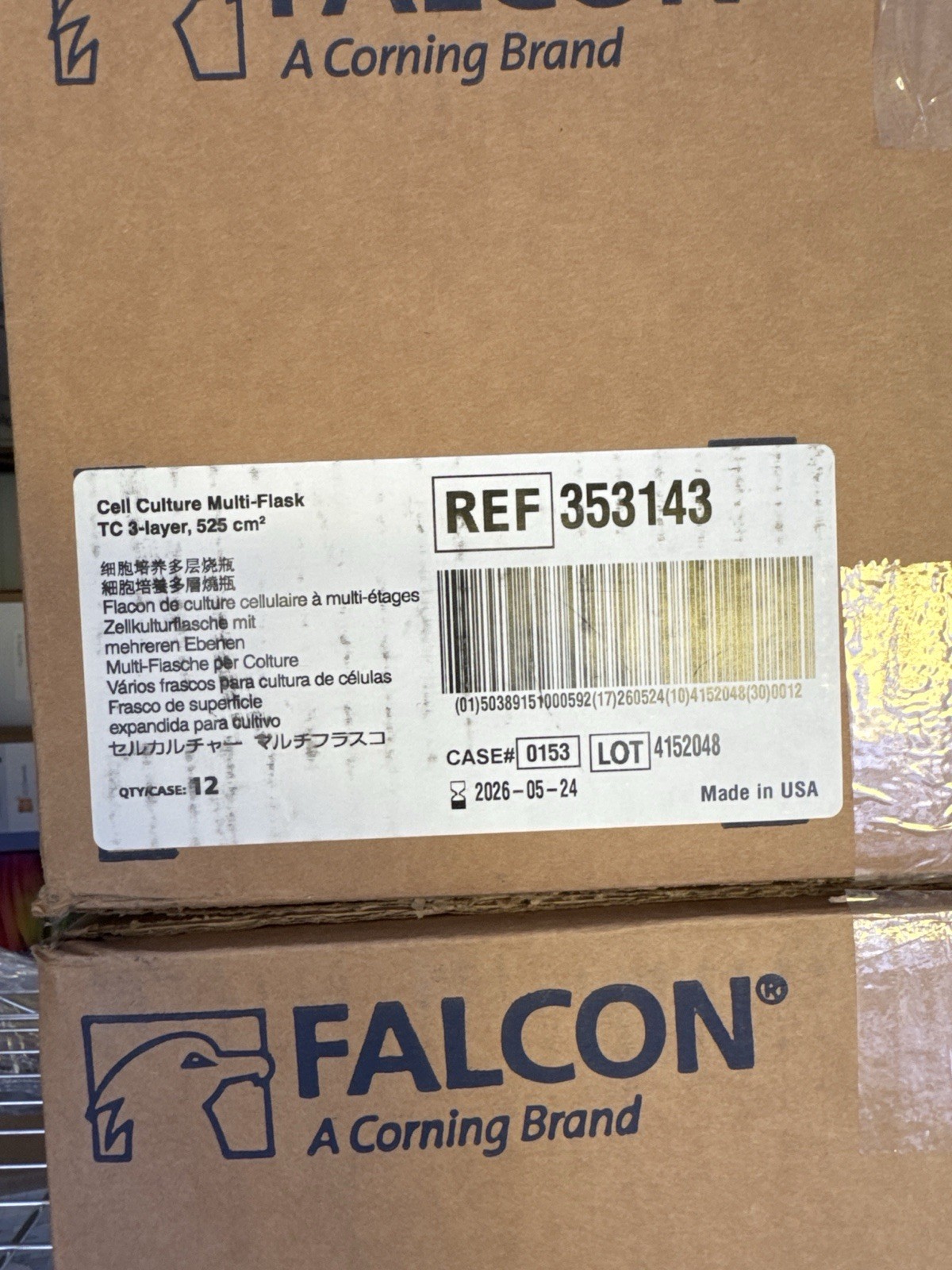 FALCON 353143 Cell Culture Multi-Flask TC 3-Level Vented Cap 525cm2