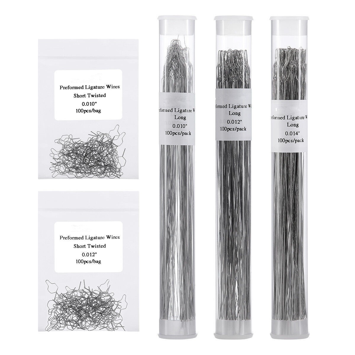 100Pcs Dental Ortho Preformed Bracket Preformed Ligature Wire Long/Short/Twisted