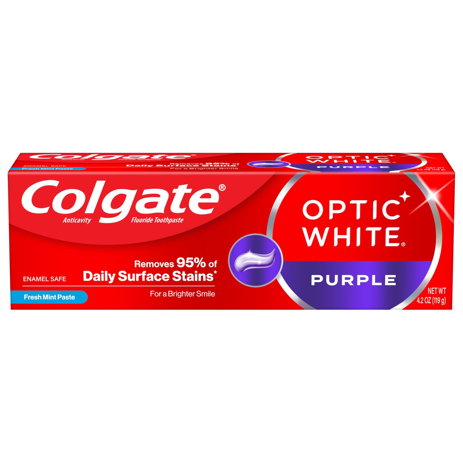 Colgate Optic White Purple Toothpaste for Teeth Whitening, Helps Remove Surface