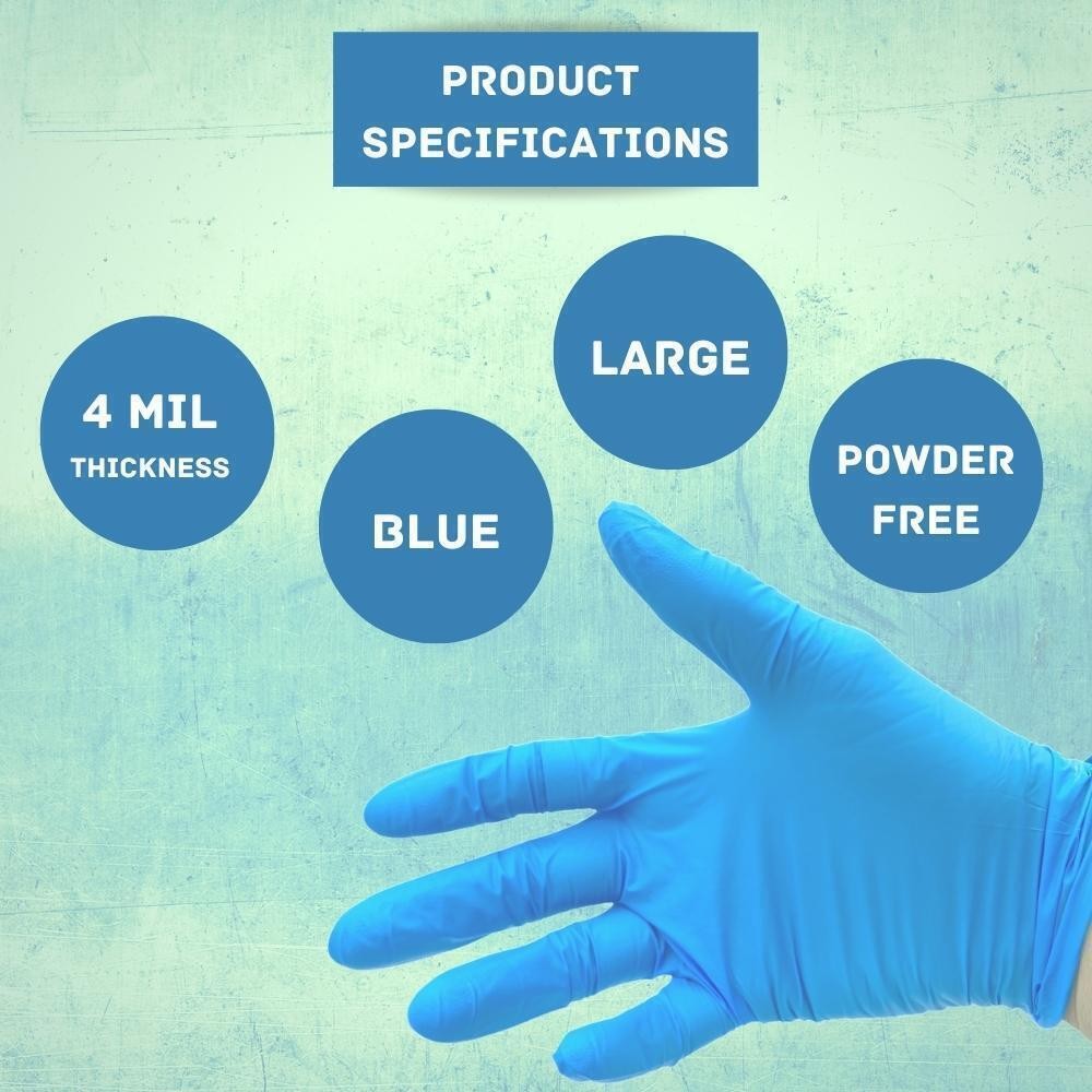 Large 4 MIL Blue Nitrile Latex Powder-Free Medical Disposable Gloves 2000 Pcs