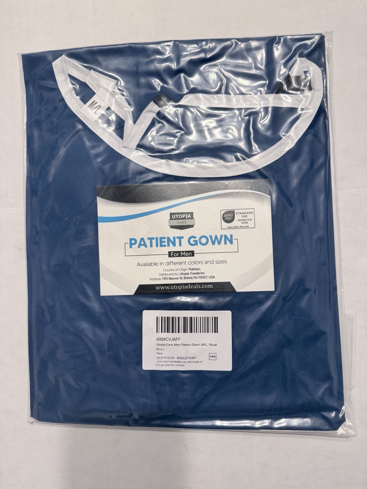 Utopia Care Men’s/Unisex Hospital Gown, Back Tie, 45″ Long & 61″ Wide, Patient.
