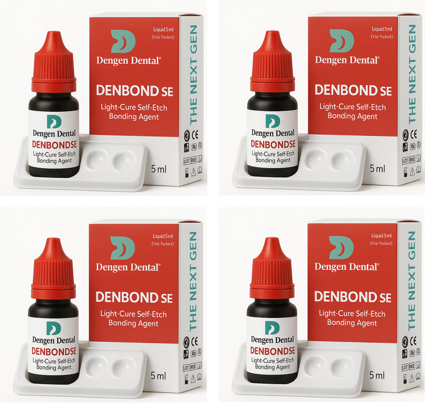 4 x Dental DENBOND SE 7th Generation Light Cure Self Etch Bonding Agent 5ml