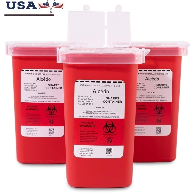 Durable Sharps Container Home Professional Use Lightweight Biohazard Disposal