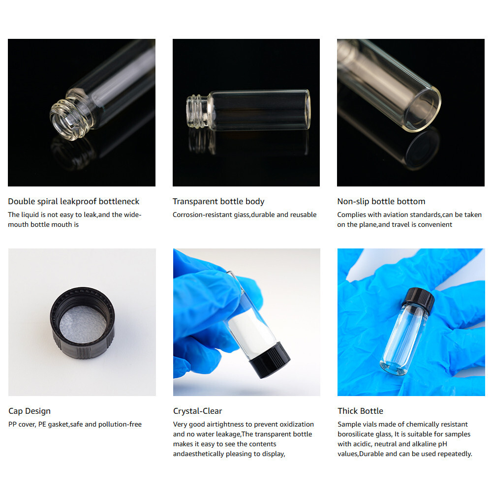 100*5ML Mini Liquid Sample Bottle&Screw Caps,Lab Vial Containers,for Perfume Oil