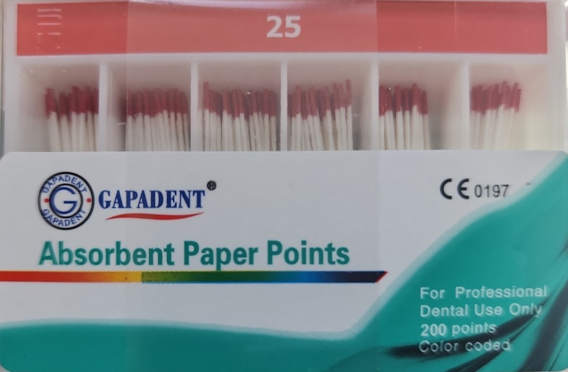 Gapadent Absorbent Paper Points Size 25 Dental Box of 200