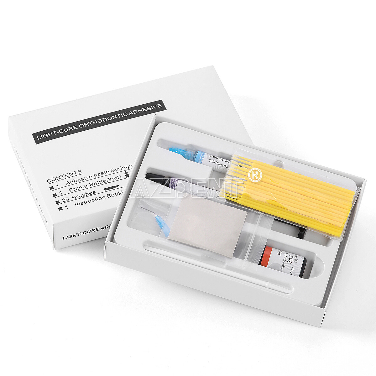 Dental Orthodontic Metal Ceramic Bracket Bonding Light Cure Adhesive Syringe Kit