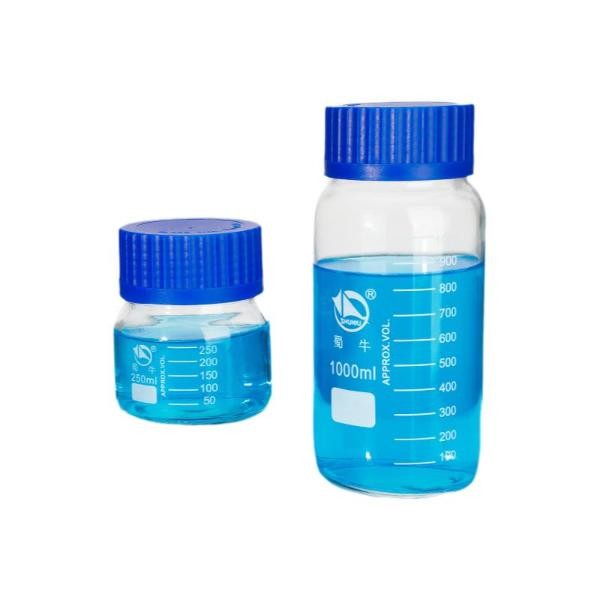 Transparent Laboratory Sample Bottle, 250ml-5000ml Reagent Bottles GL80 Blue Cap