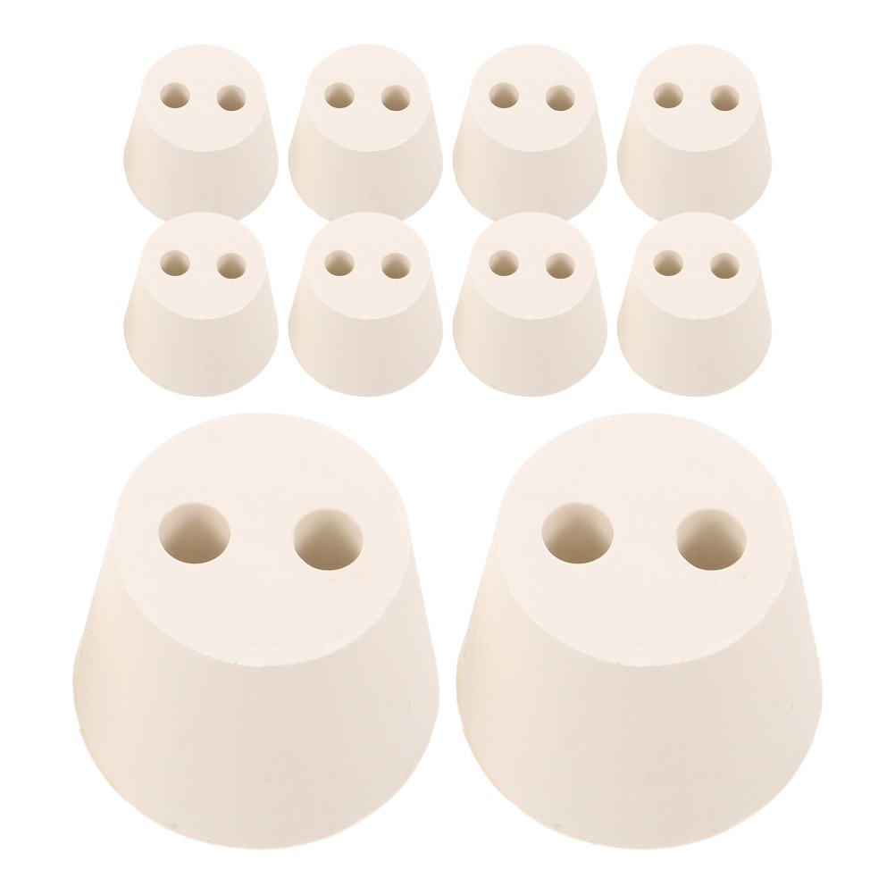 10 Pcs Rubber Experimental Stopper Bungs Stoppers Flask with Hole Cork
