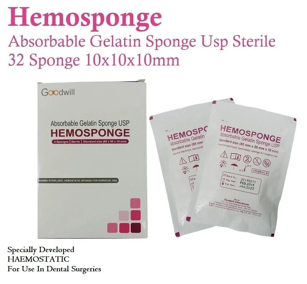 DENTAL HEMOSPONGE ABSORBABLE GELATIN SPONGE STERILE SPONG