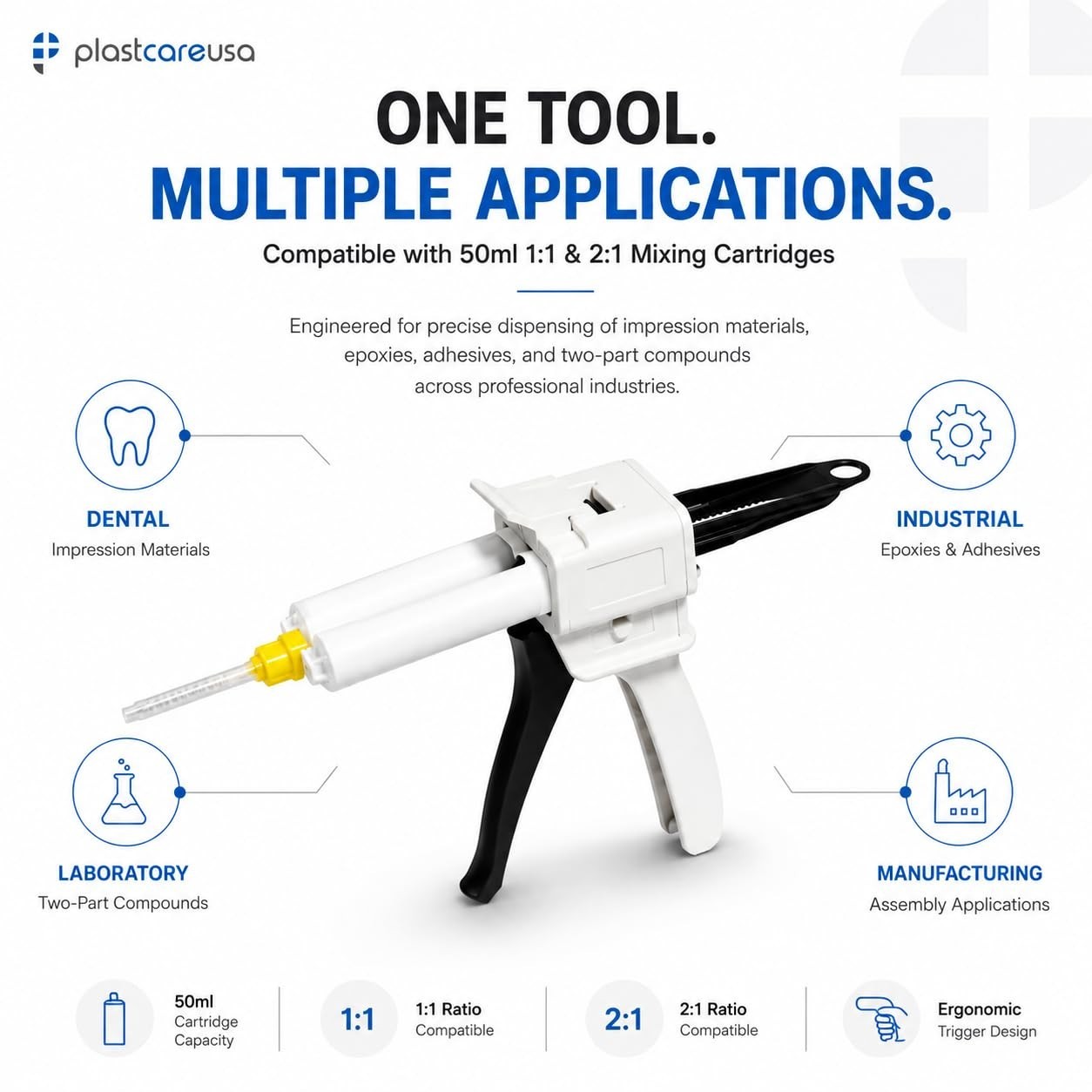 Professional 50ml Dental Impression Material Gun – Ergonomic & Precise Design