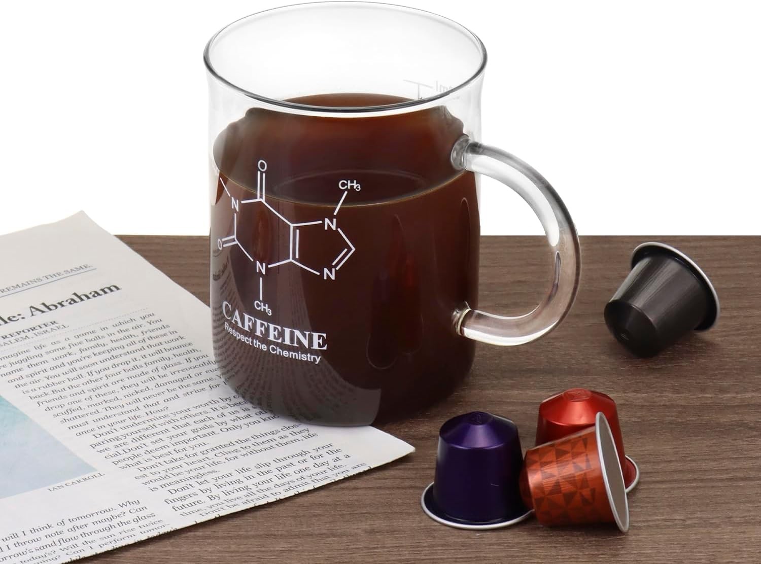 Caffeine Beaker Mug 2 Pck Borosilicate Glass 16oz 450ml Chemistry Coffee Science