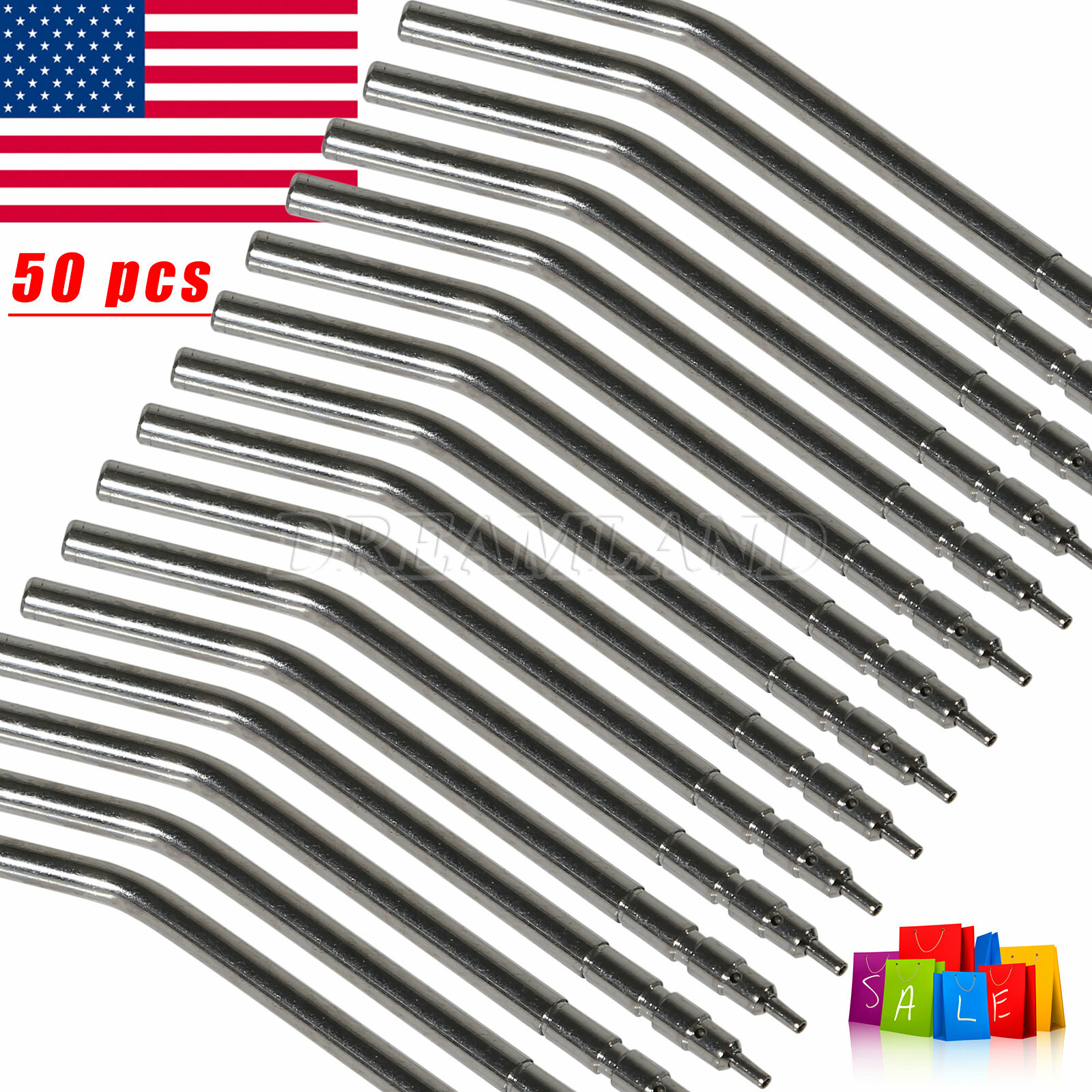 50pcs Dental Air Water Spray Triple Syringe Metal Nozzles/Tips/Tube Autoclavable