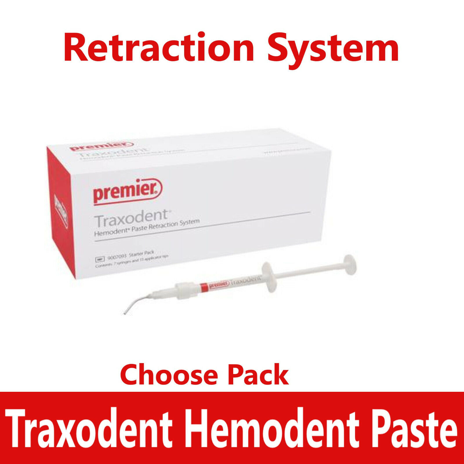 Dental Premier Traxodent Heomdent Paste Retraction System Choose Pack Syr +Tips