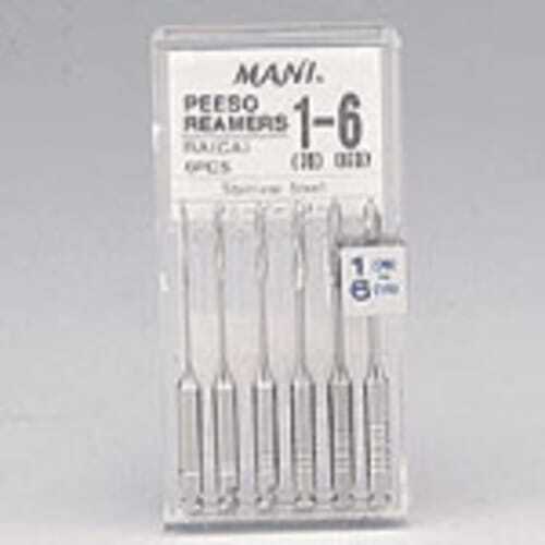 Mani #6 Peeso Reamer, 32mm, Stainless Steel, Pack of 6 Instruments