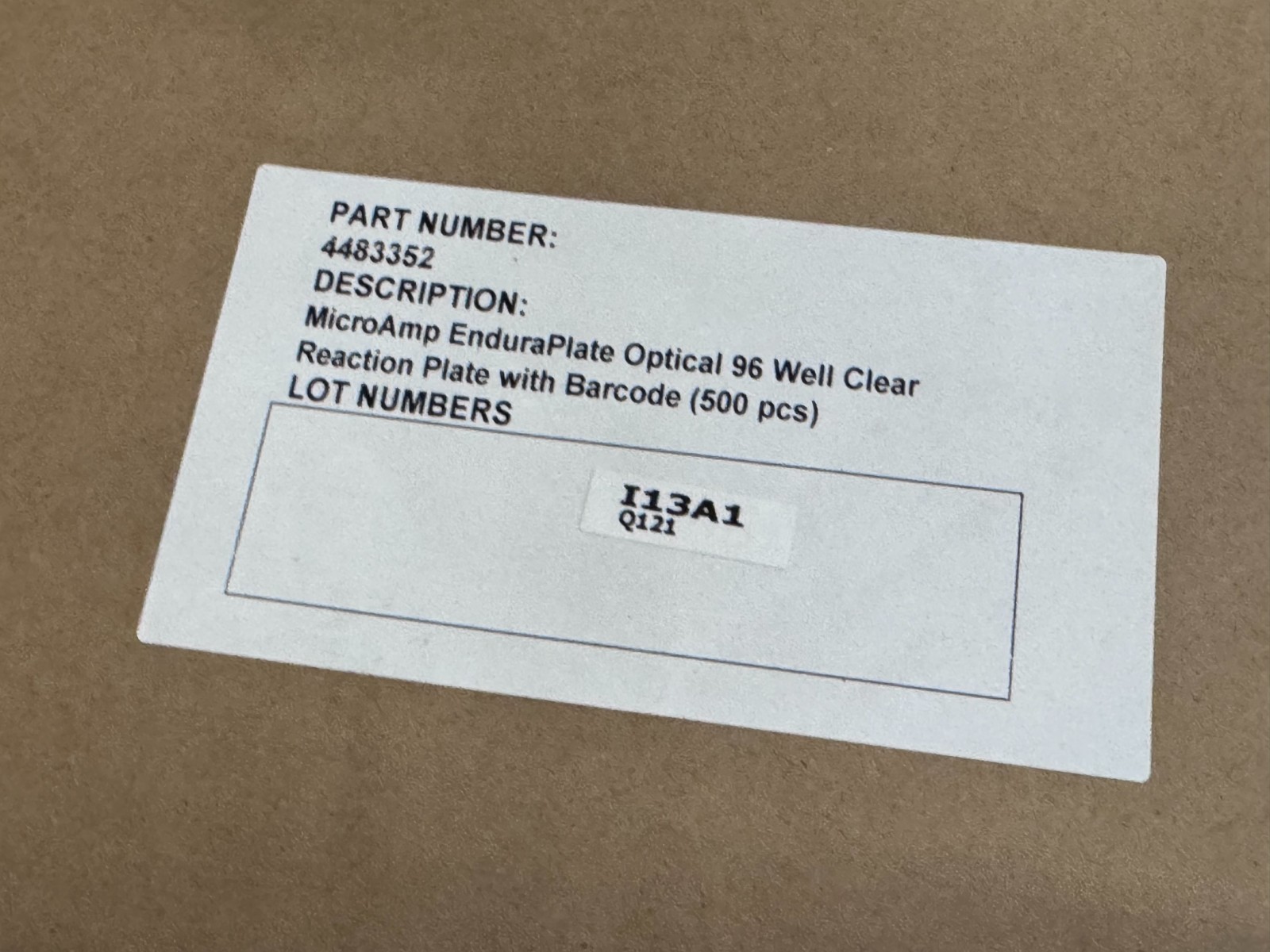 (500) Applied Biosystems MicroAmp EnduraPlate Optical Reaction 96 Plate, Barcode