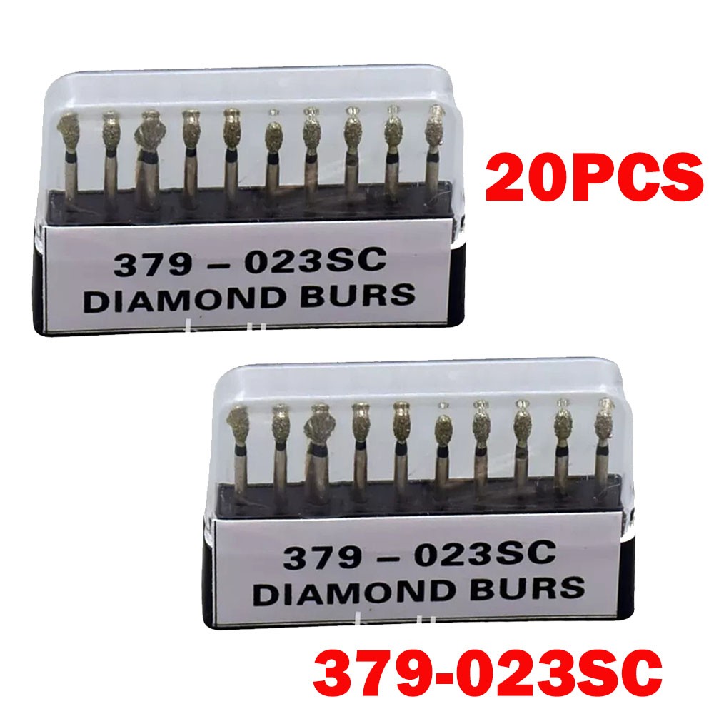 20Pcs Dental Diamond Bur FG Egg Football 379/023SC Super Coarse High Speed HOT