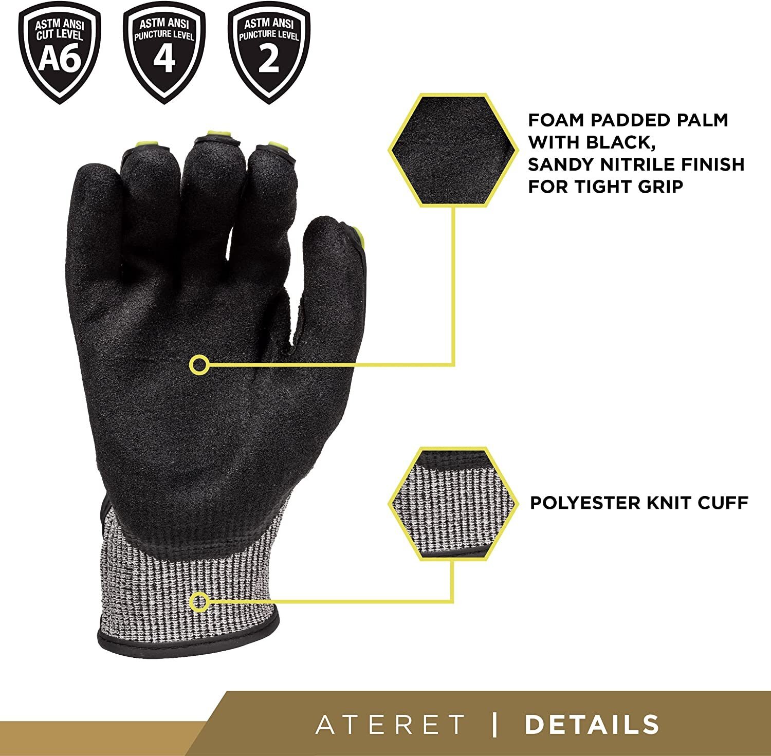 ATERET General Utility Work Gloves, Cut & Impact Protection, Lightweight &…