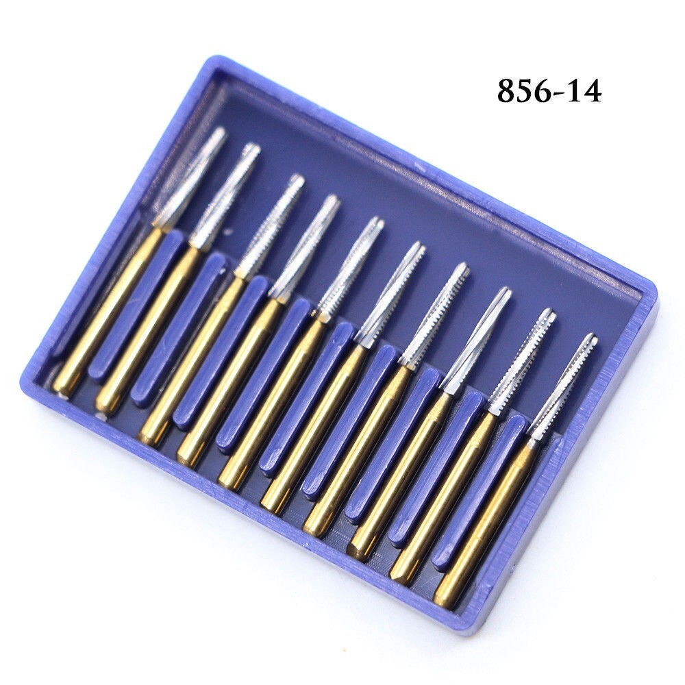 10 Pcs Dental Tungsten Carbide Bur Crown Cutter Transmetal FG 856-014 Ø1.4mm