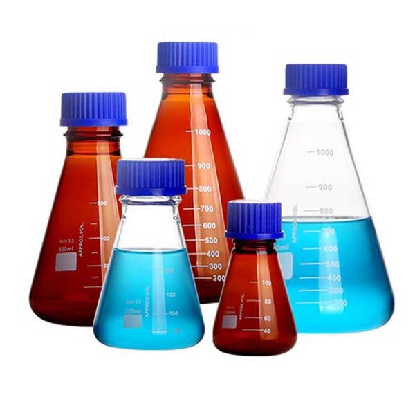 50ml – 1000ml Transparent Erlenmeyer Flask with Blue Cap Laboratory Glassware CA