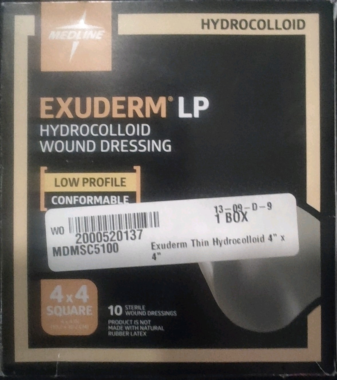 Medline Exuderm LP Hydrocolloid Dressing 4x4in 10pcs