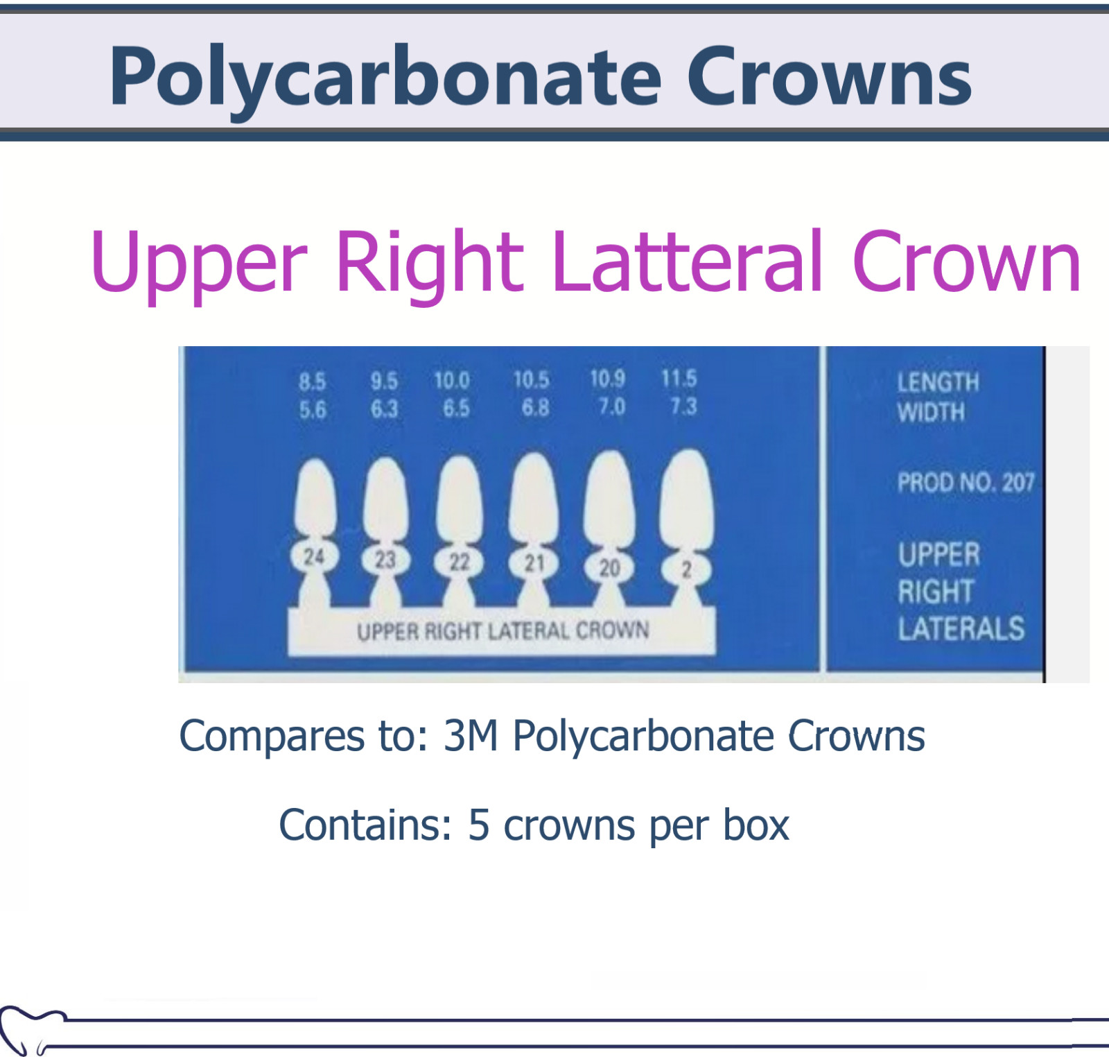 MARK3 Dental Temporary Polycarbonate Crowns All Sizes Swiss Made Box/5, 3M Type