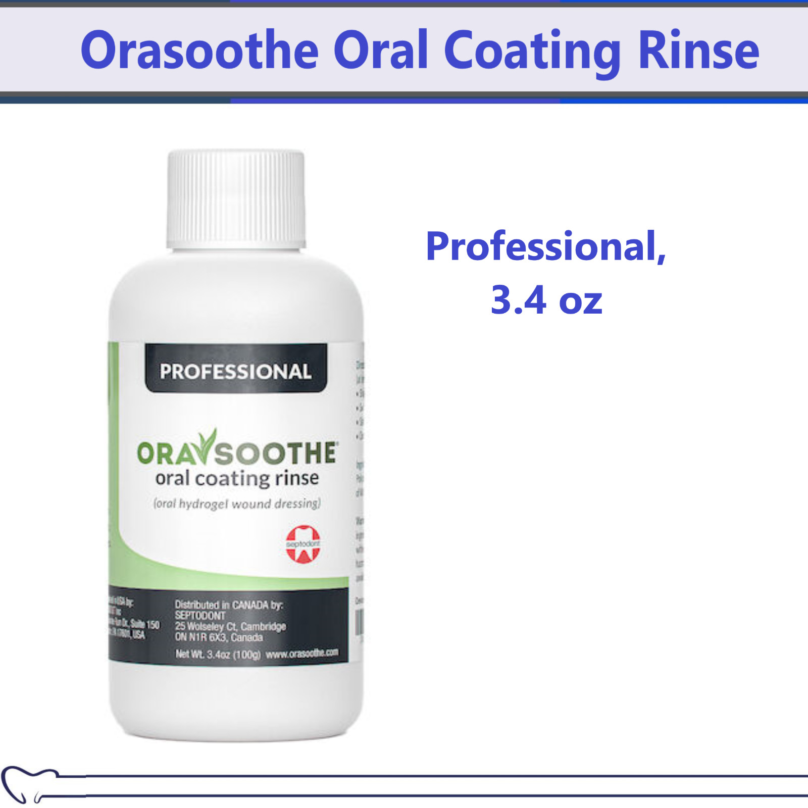 Dental Orasoothe Oral Coating Rinse – Oral hydrogel wound dressing, 3.4 oz USA
