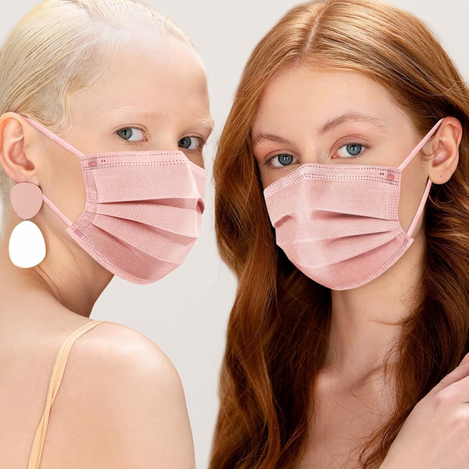 100/500 Pcs Disposable Face Masks, Breathable Mask 3 Layer with Nose Clip Ela…