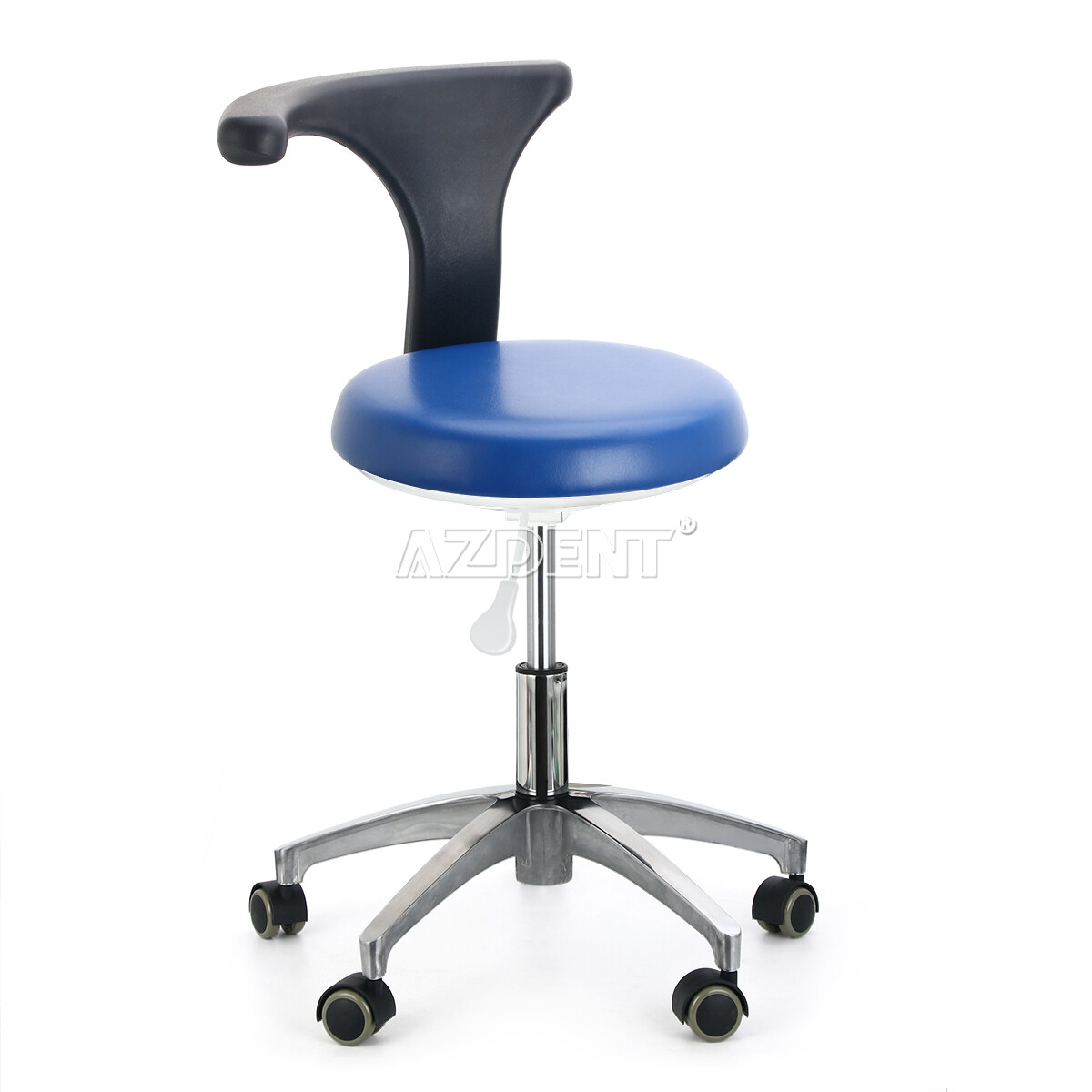 AZDENT Dental Assistant Stool Adjustable Dentist Mobile Chair PU Leather Blue