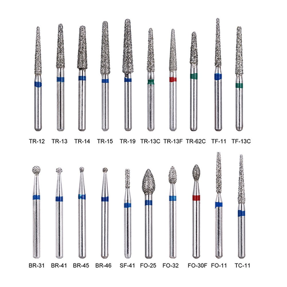 100PCS Dental DIA-BURS Diamond Burs 1.60mm for High Speed Handpiece 5Pcs/pack