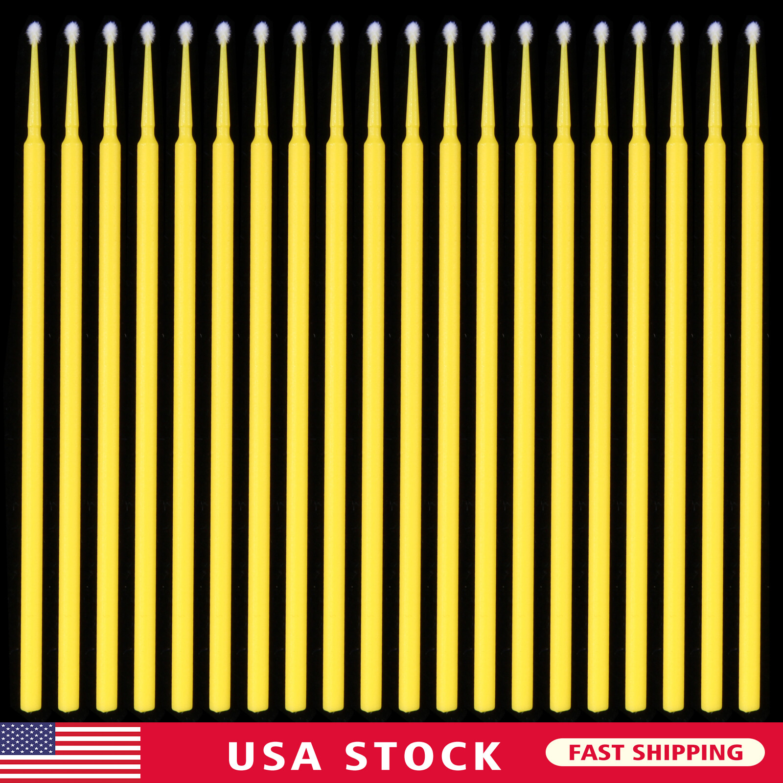 100 Micro Brushes Applicators Microbrush Dental Regular Yellow 2.0 mm