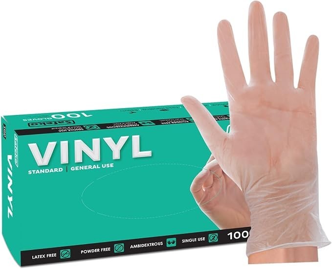 General-Use Disposable Clear Vinyl Gloves – Powder & Latex Free