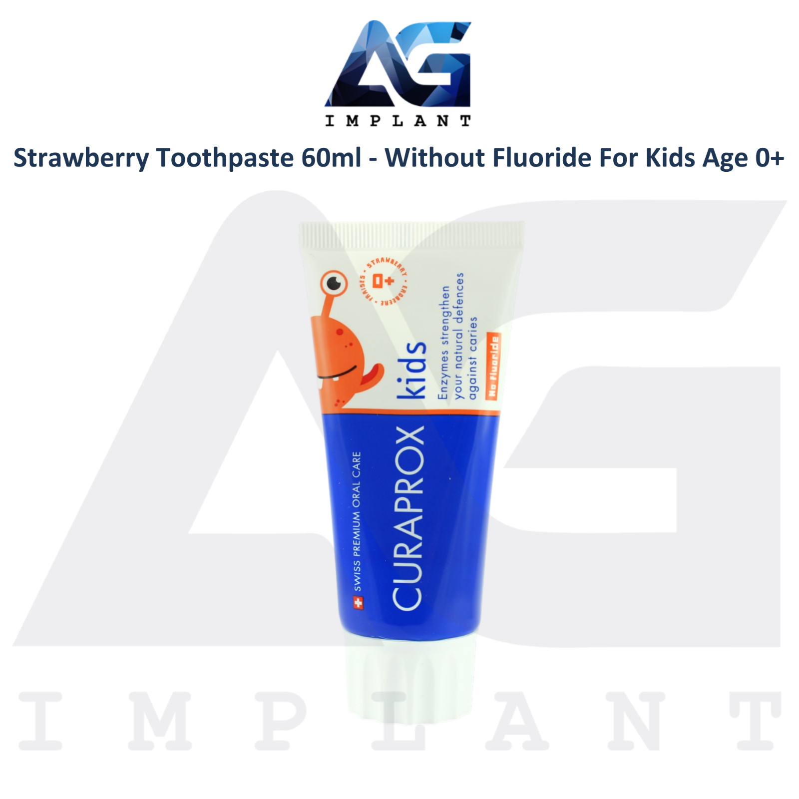 Fluoride Free Strawberry Toothpaste 60ml for Kids Age 0+ Daily Oral Care