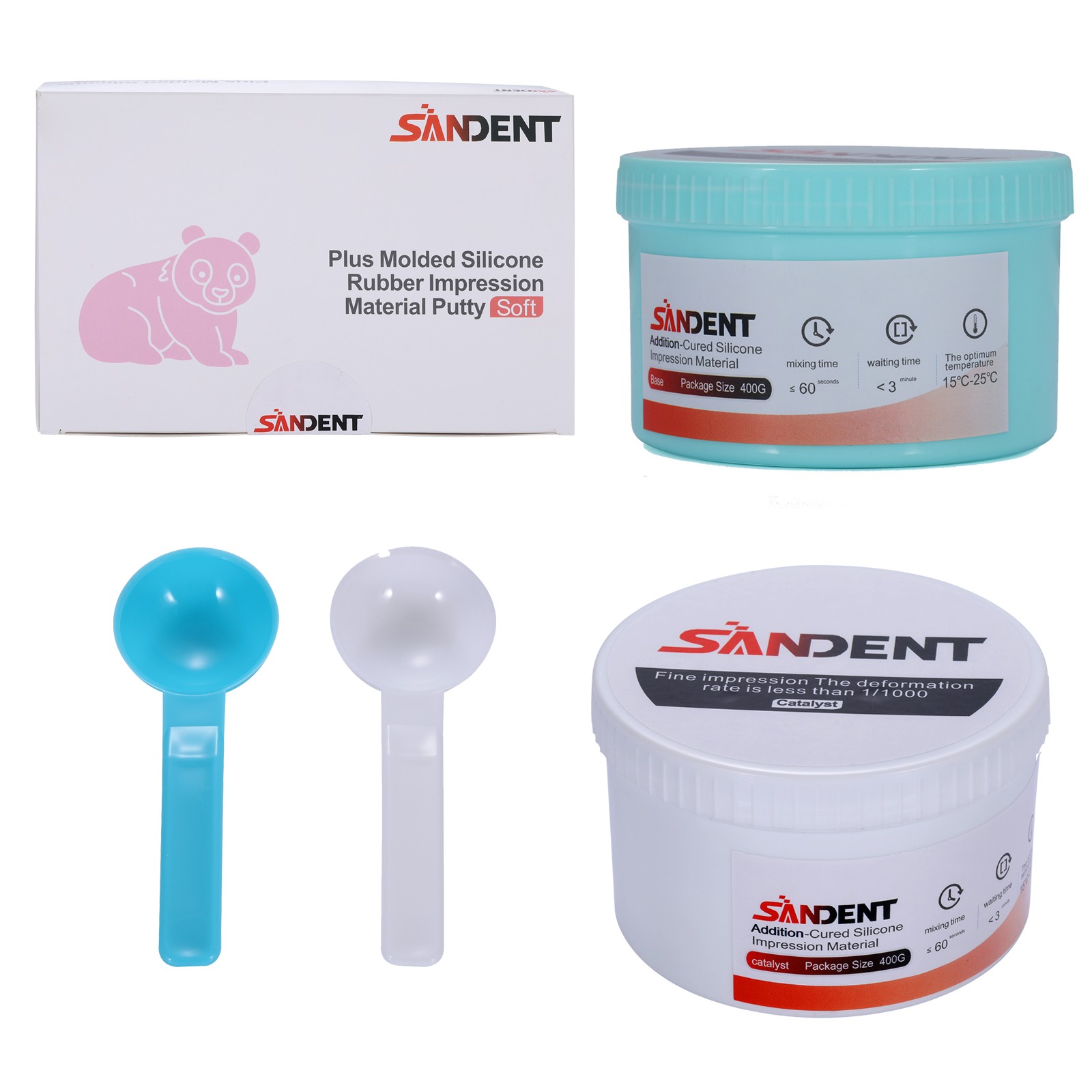 Dental Putty Normal Set Impression Material 400g Base+400g Catalyst